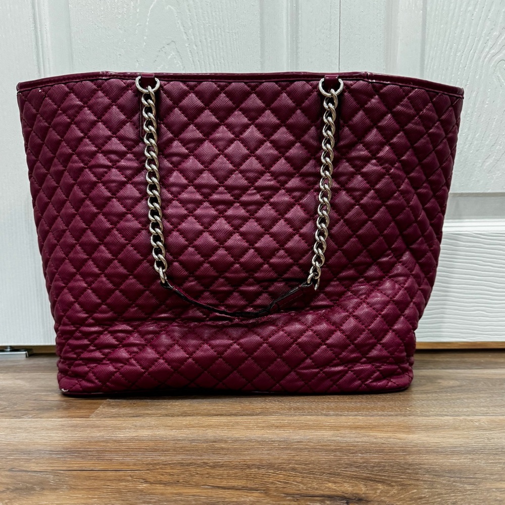 Coach Metro Quilted Chain Tote Purse Cranberry/Claret, Large Size, Style #F32905 - Picture 3 of 11